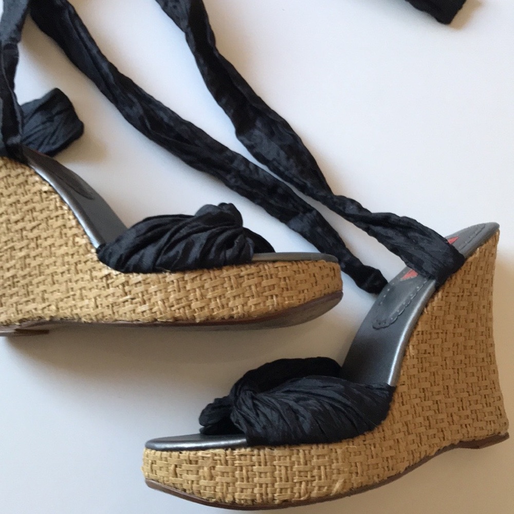 Nordstrom Boutique Wicker lace up wedge sandals